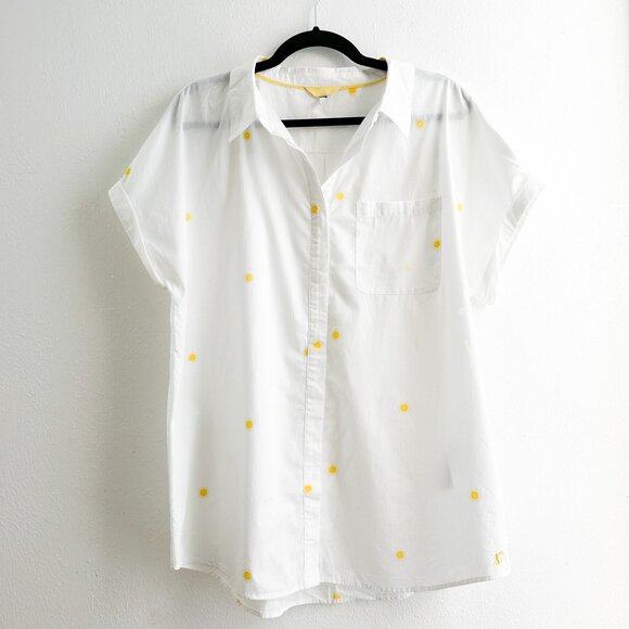 JOULES White Dela Button Front Shirt Top in Sun Sunny Sunshine Print - Picture 2 of 8